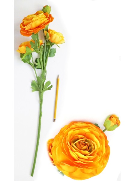 Лютик ( ранункулюс) 3 цветка 64 см цвет оранжевый HS-37-6