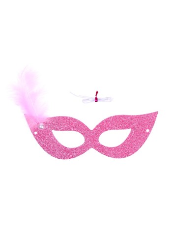 Маска Загадка с пером цвет розовый