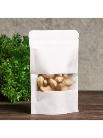 Пакет zip lock 10 х15 см крафт белый с прямоуг.окном 1/50