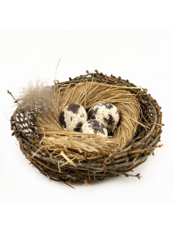 Гнездо с яйцами 13 см декоративное цвет коричневый