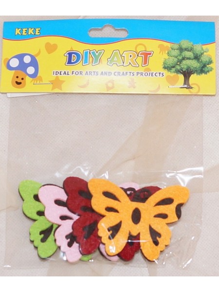 Фигурка из фетра Бабочки с липучкой набор 4шт цвет МИКС