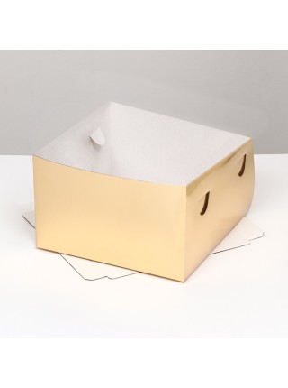 Коробка кондитерская 30 х30 х19 см с окном цвет золотой для торта