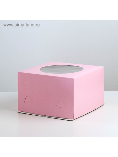 Коробка кондитерская 30 х30 х19 см с окном цвет розовый для торта