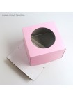 Коробка кондитерская 30 х30 х19 см с окном цвет розовый для торта