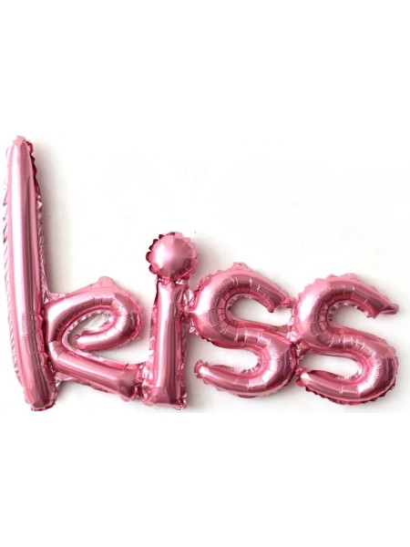 Фольга фигура надпись Kiss цвет розовый 1 шт в упак 30"/76 см