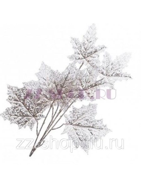 Ветка искусственная Зимний клен Н 85 см пластик цвет серебро