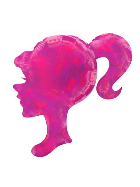 Фольга шар фигура Профиль девушки розовый Китай 28"/71 см