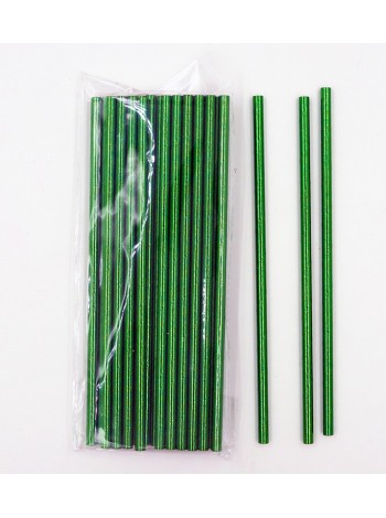 Трубочка для коктейля набор 25 шт голография бумага цвет зеленый HS-49-10