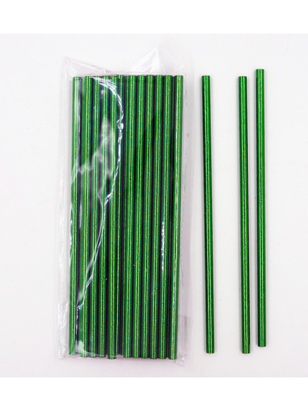 Трубочка для коктейля голография бумага набор 25 шт цвет зеленый HS-49-10