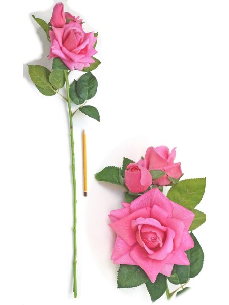 Роза ветка 3 цветка 80 см  цвет фуксия HS-37-10