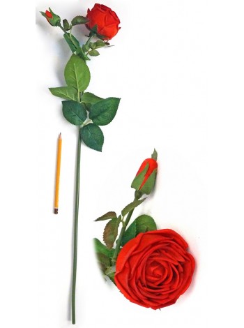 Роза бархатная с бутоном 70 см цвет красный HS-37-11