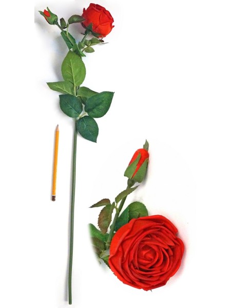 Роза бархатная с бутоном 70 см цвет красный HS-37-11