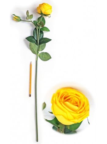 Роза бархатная с бутоном 70 см  цвет желтый HS-37-11