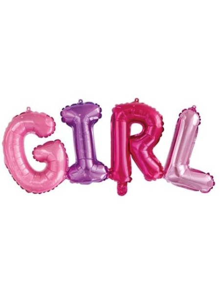 Фольга шар фигура надпись GIRL 41"/104 см цвет разноцветный