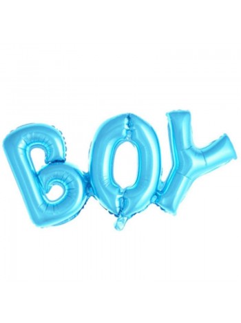 Фольга шар фигура надпись BOY 33"/84 см цвет голубой