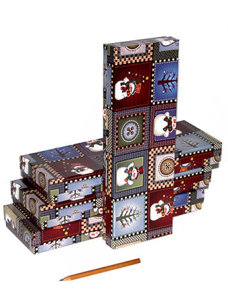 Коробка картон 16/Х201 под галстук Рождественский пэчворк 10 х 30 х 4 см новый год