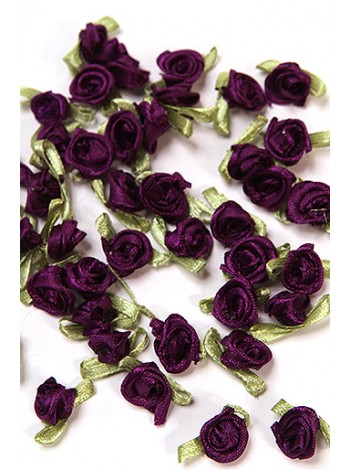 Цветок декоративный 001/65 атласная розочка фиолетовая 1 х 2,5 см