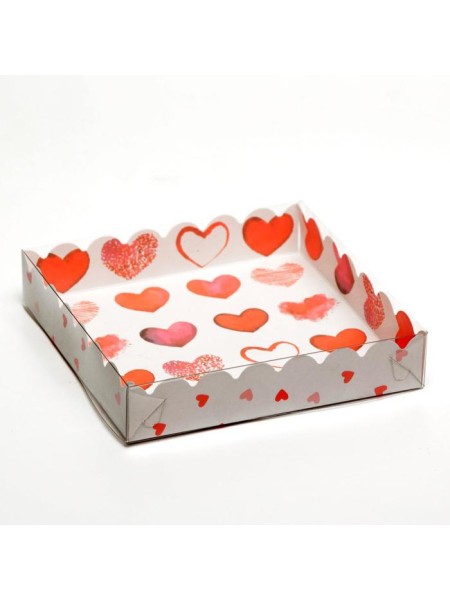 Коробка кондитерская 15 х15 х3  см С любовью - для печенья