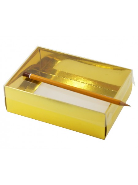 Коробка складная 15 х11 х5 см прозрачная крышка цвет золотой 2 части HS-19-31