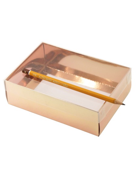 Коробка складная 15 х11 х5 см прозрачная крышка цвет розовое золото 2 части HS-19-31
