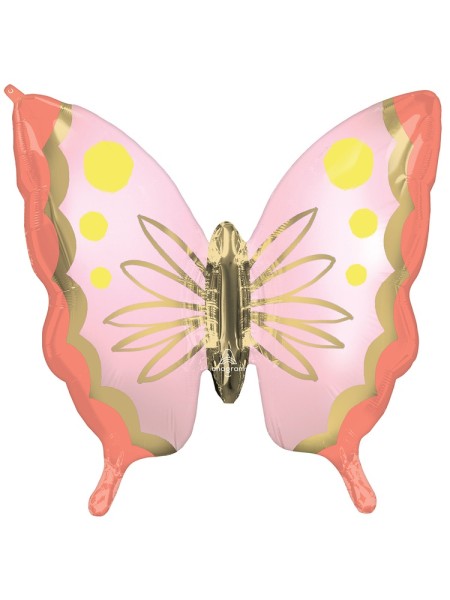 Фольга шар фигура Бабочка Нежно-розовая Р35 Anagram