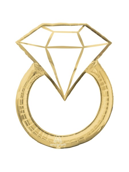 Фольга шар фигура Кольцо бриллиант золотое Р35 Anagram