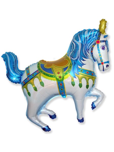 Фольга шар Нарядная лошадь синяя  39"/99 см 1шт Испания 1207-1288