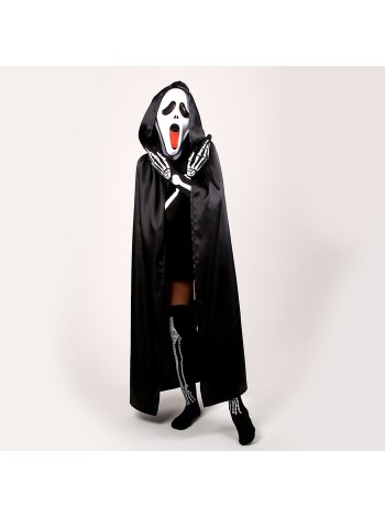 Костюм Хэллоуин черный 120 см плащ/маска/гольфы/перчатки