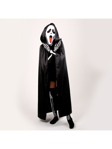 Костюм Хэллоуин черный 120 см плащ/маска/гольфы/перчатки