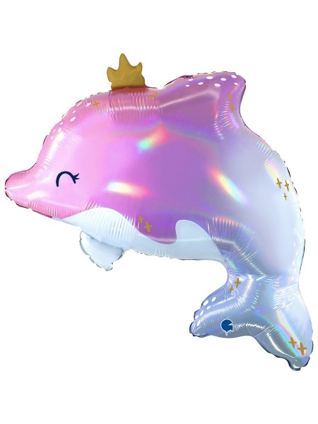 Фольга шар фигура Волшебный дельфин голография 27"/69 см Grabo Италия