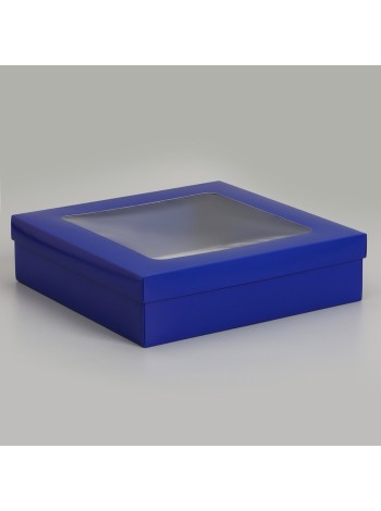 Коробка складная 30 х30 х8 см с окном цвет синий