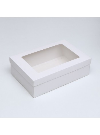 Коробка складная 30 х20 х9 см с окном белая 1/5