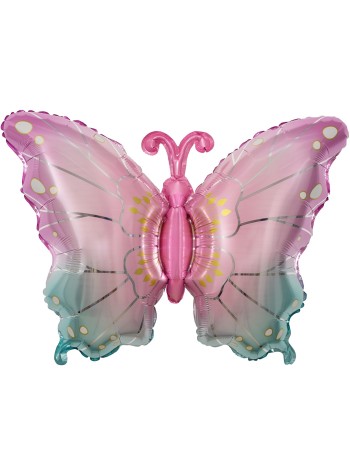 Фольга шар фигура Нежная Бабочка розовый градиент 32"/81 см Китай
