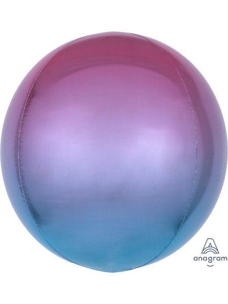 Фольга шар 3D Сфера б/рис 16"/40 см Омбре Фиолет - голубой