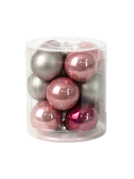 Шар стекло 3 см 12 шт цвет розовый/серый  Е1811
