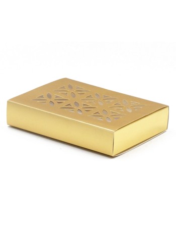 Коробка складная 16,5 х15,5 х3 см ажур цвет золотой 2 части  HS-20-3