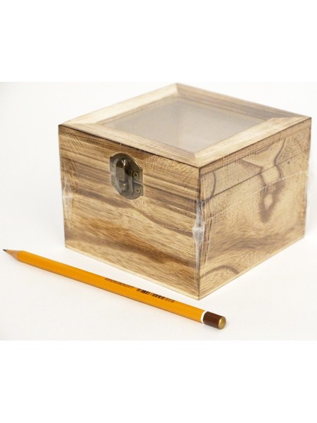 Коробка деревянная органайзер с окошком 11,5 х 11,5 х 8,5 см  HS-7-11