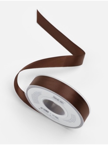 Лента атлас 2 см х23 м 2-х сторонняя цвет коричневый №0850