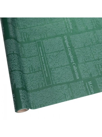 Пергамент Газета 50 см х 10 м цвет Белый на зеленом WXP - 42