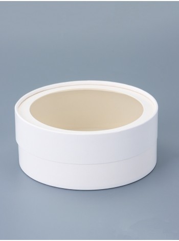 Коробка картон 15 х6 см круг с окном цвет белый