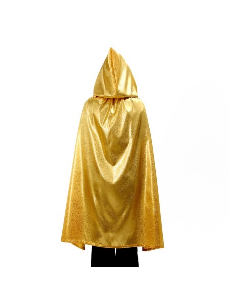 Плащ карнавальный 85 см атлас цвет золото с завитком детский
