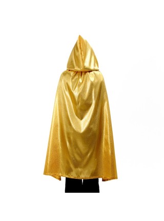 Плащ карнавальный 100 см атлас цвет золото с завитком детский