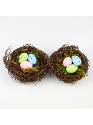 Гнездо с яйцами 6 см декоративное набор 2 шт
