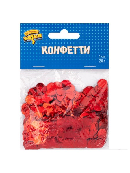 Конфетти Круги 1 см 20 гр фольга цвет красный