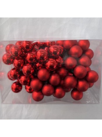Шар стекло 2 см набор 72 шт на проволоке цвет красный Е17020-4
