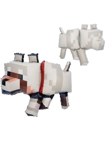 Фольга шар фигура Пиксельный волк 35''/89 см 1 шт