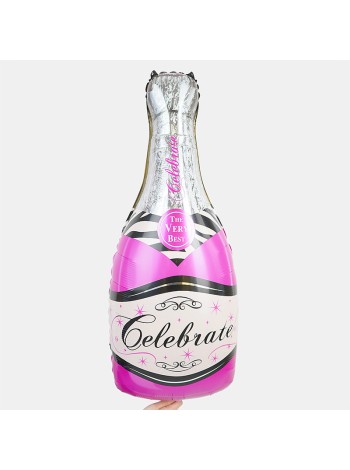 Фольга шар Бутылка Шампанское цвет розовый 39"/49*100 см Китай