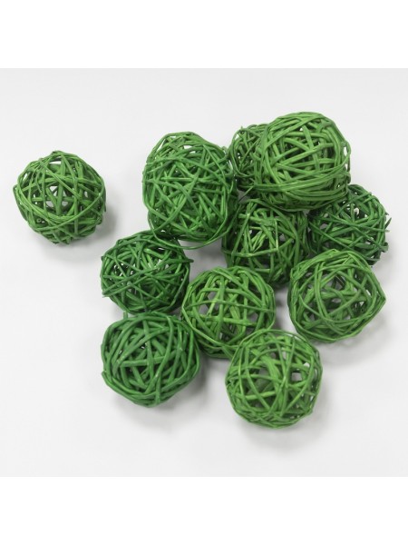 Шар плетеный ротанг D5 см набор 12 шт цвет пастельно-зеленый 48-17PG5