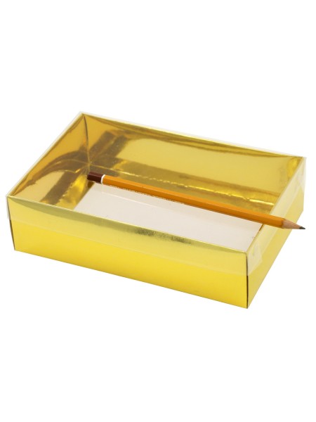 Коробка складная 19 х12 х5 см прозрачная крышка цвет золотой HS-19-30