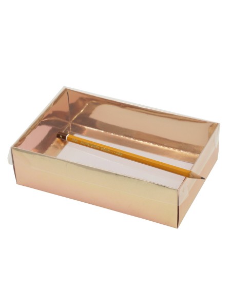 Коробка складная 19 х12 х5 см прозрачная крышка цвет розовое золото HS-19-30